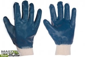 Перчатки масло-бензостойкие утепленные, нитриловое покрытие, вязаный манжет (синие),10,5