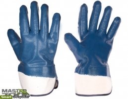 Перчатки масло-бензостойкие утепленные, нитриловое покрытие, манжет крага (синие), 10,5