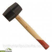 Киянка резиновая 350г. 55 мм, черная резина, деревянная ручка Intertool HT-0236
